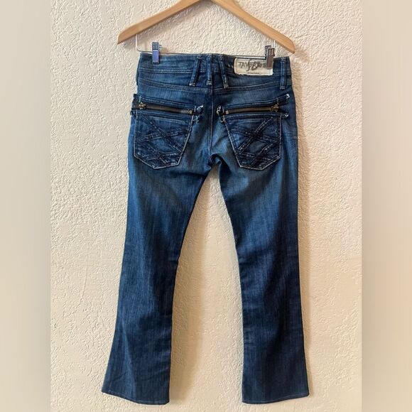 Taverniti So Russell 18” Jeans Size 27 Zippered Back Pockets Dark Wash Embroidrd - Picture 3 of 10